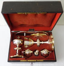 French antique solid silver gilt Gothic Chapel Set
